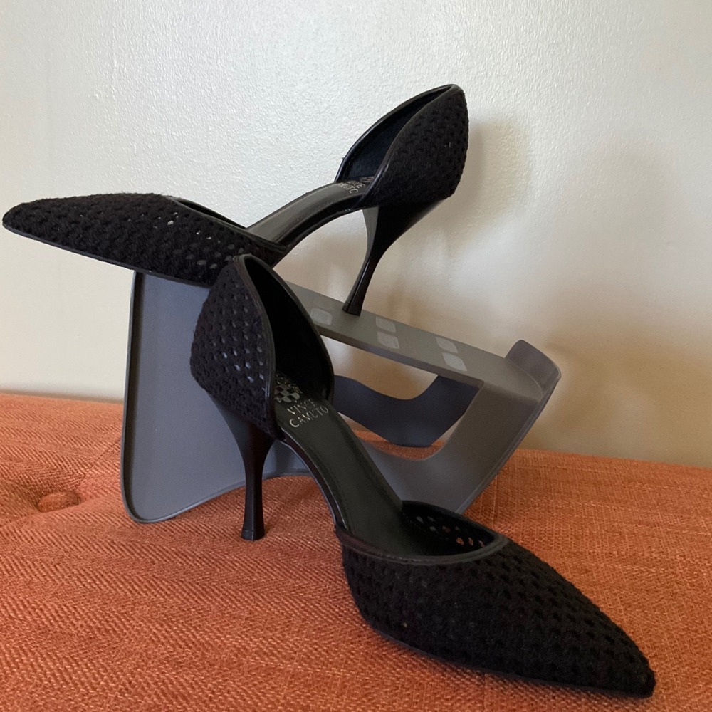 Vince Camuto Alandry Black Woven Textured D'Orsay Pointed Toe Stiletto Pumps 7.5